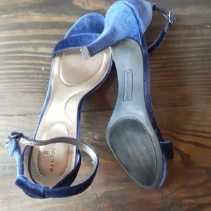 Bandolino Shoes - BANDOLINO BLue Velvet Ankle Strap Heels Bandolino Shoes - BANDOLINO BLue Velvet Ankle Strap Heels